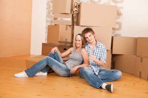 Professional house movers preparing a Belgravia townhouse move