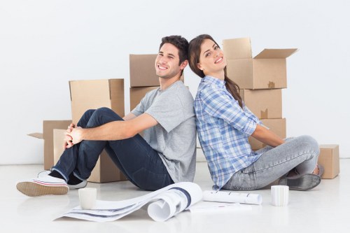 Removal truck and movers handling a local property move