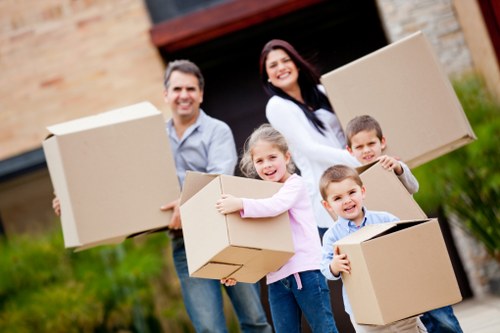 Professional movers preparing office furniture for a Belgravia relocation