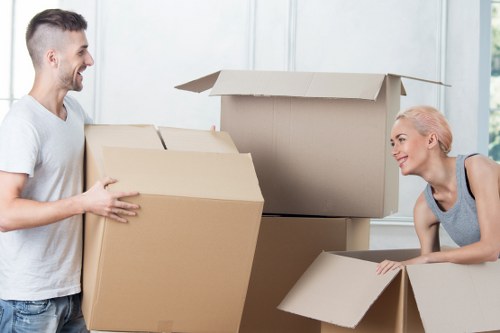 Packed boxes and protected furniture ready for a house move in Belgravia